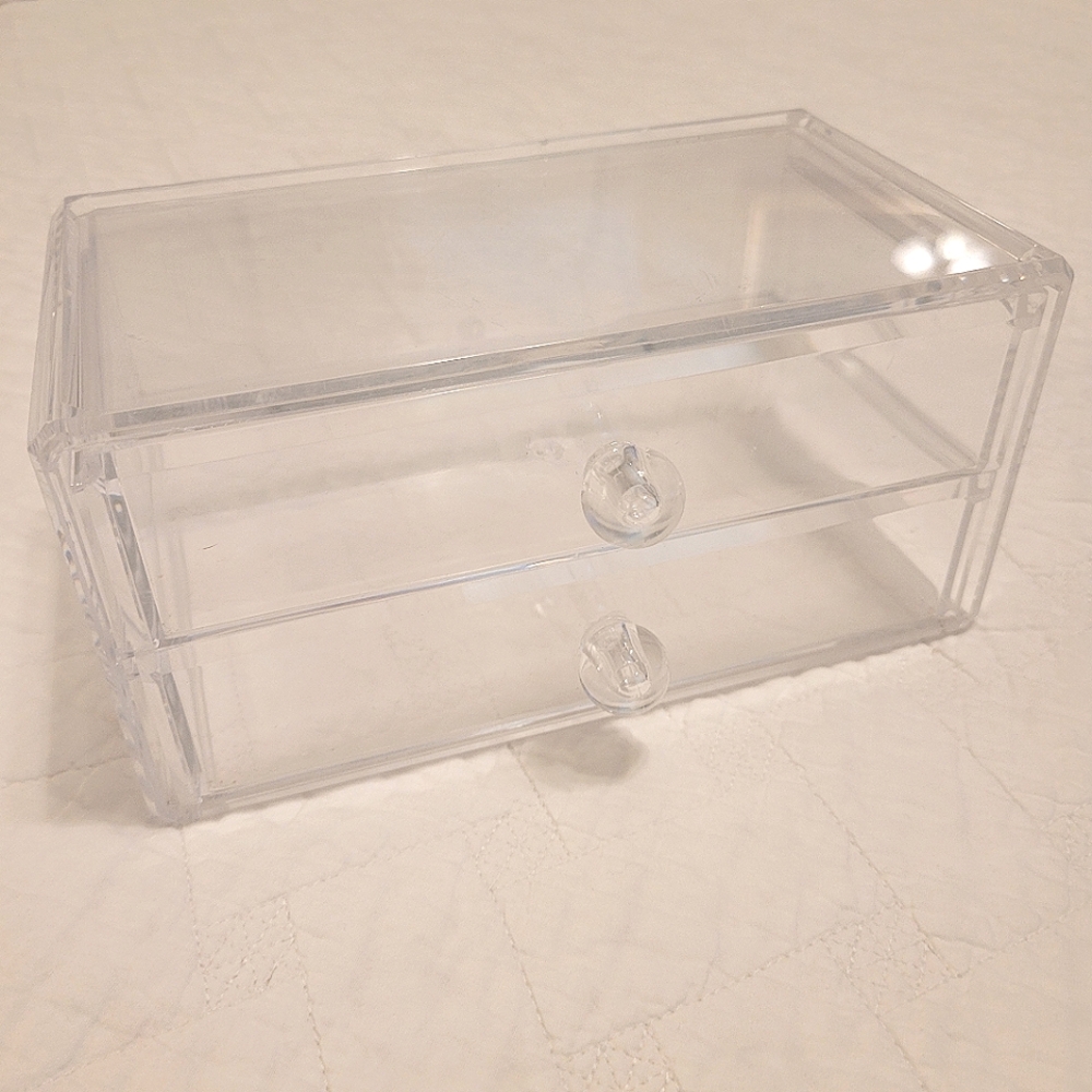 Clear Plastic Small Two Drawer Jewelry Box Trinkets Display Case No Brand - Picture 3 of 9